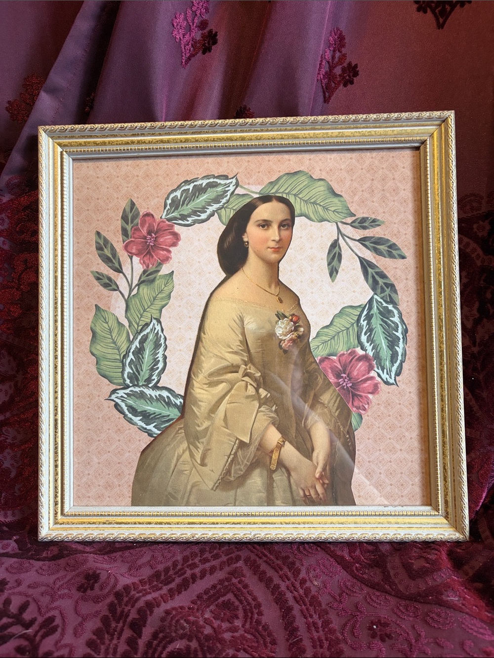 Framed Vintage 1850's Portrait Art Print in Gold Frame